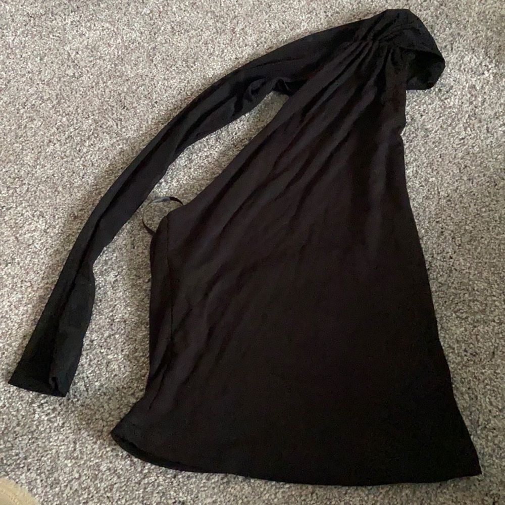 Sheer one arm black crop top